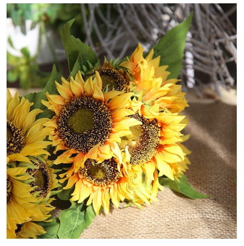 Elegant Sunflower bush artificial keepsake flowers artificial sunflower silk flowers yellow sunflowerDY