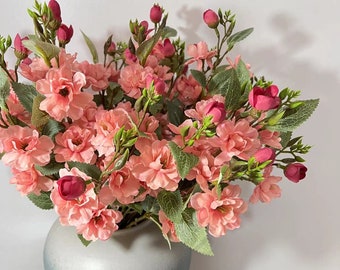 Flor de camelia artificial Pequeño ramo de flores para decoración del hogar/boda Arreglo floral Regalo para ella Relleno de jarrón-Rosa
