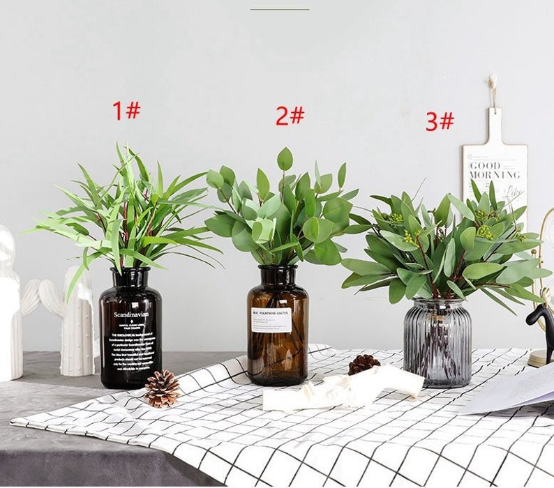 Artificial Plants Fake Money Leaf Eucalyptus Green Silk Flowers Home Decor UK CA