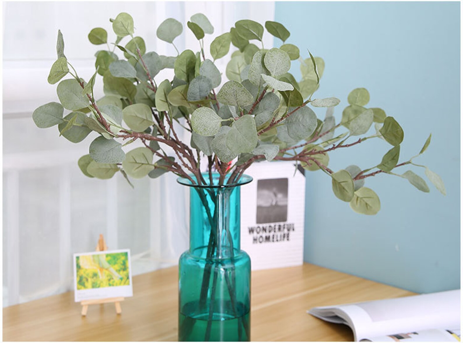 Artificial Flower Ornaments Wool Pulp Cash Leaf Eucalyptus Etsy