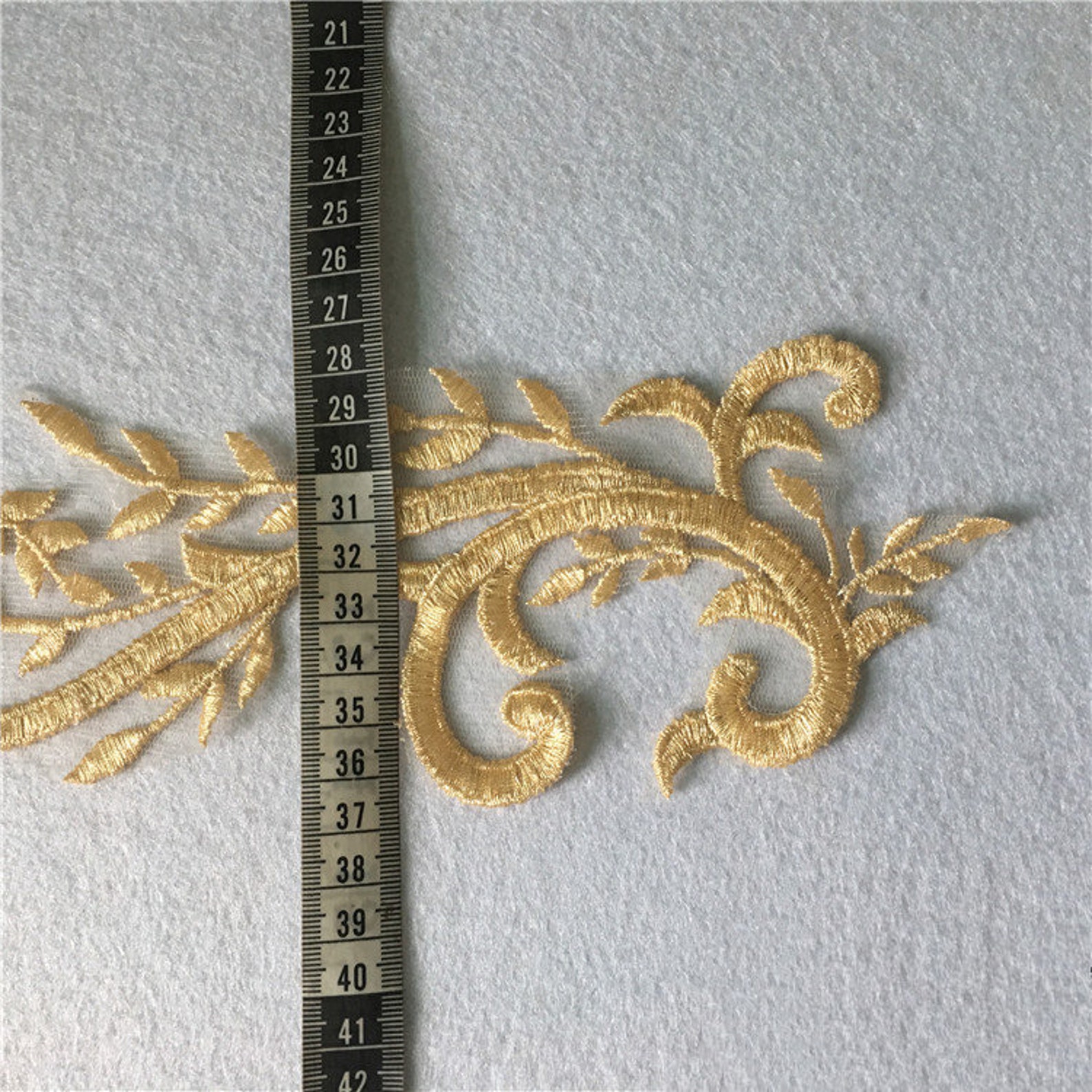 1 Pair Gold Floral Applique Gold Trim Bridal Gown Lace Etsy