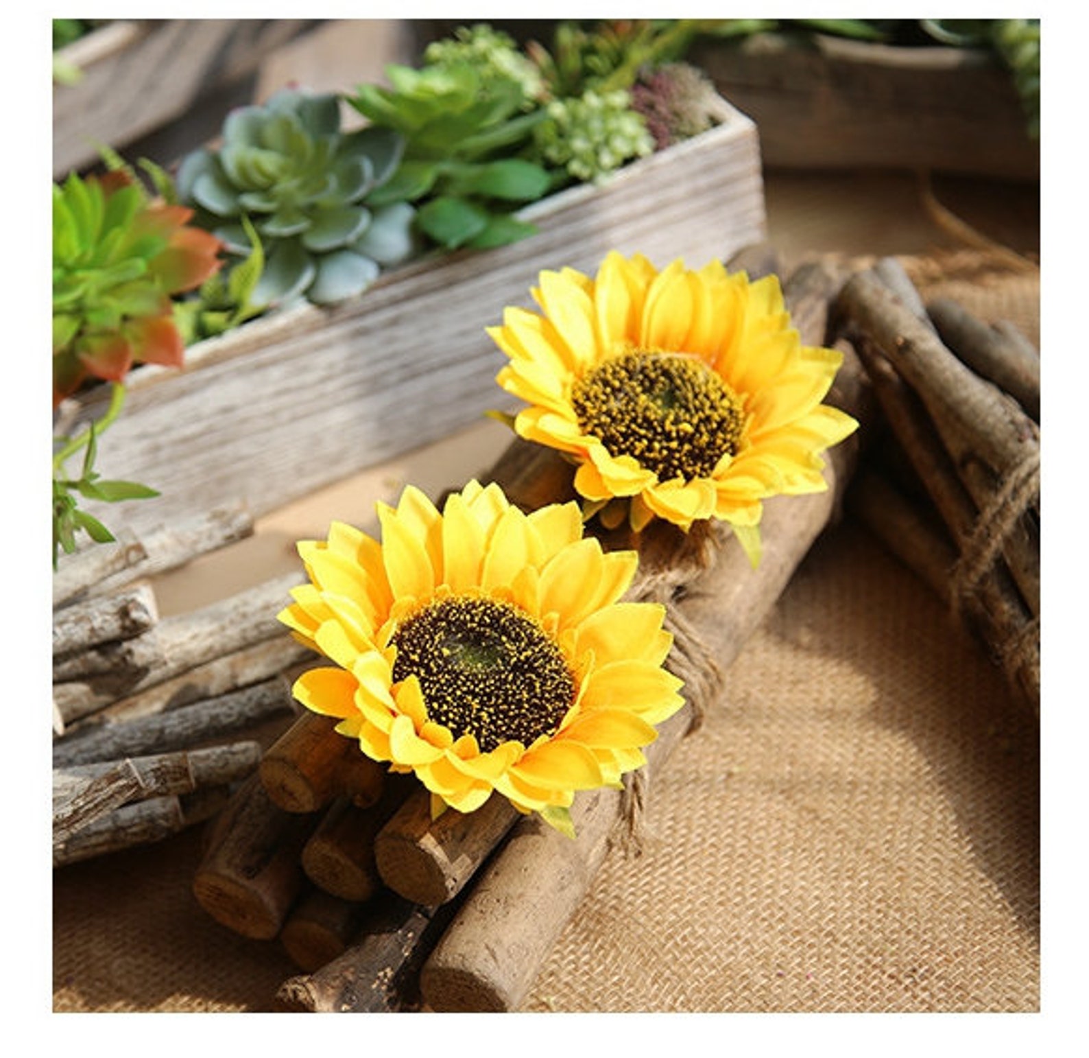 6 PCS Sunflowers Heads Artificial Sunflowers Artifical Silk Etsy