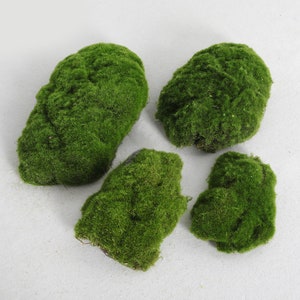 Artificial Moss Stones for Fairy Gardens 4 Sizes Fake Stones