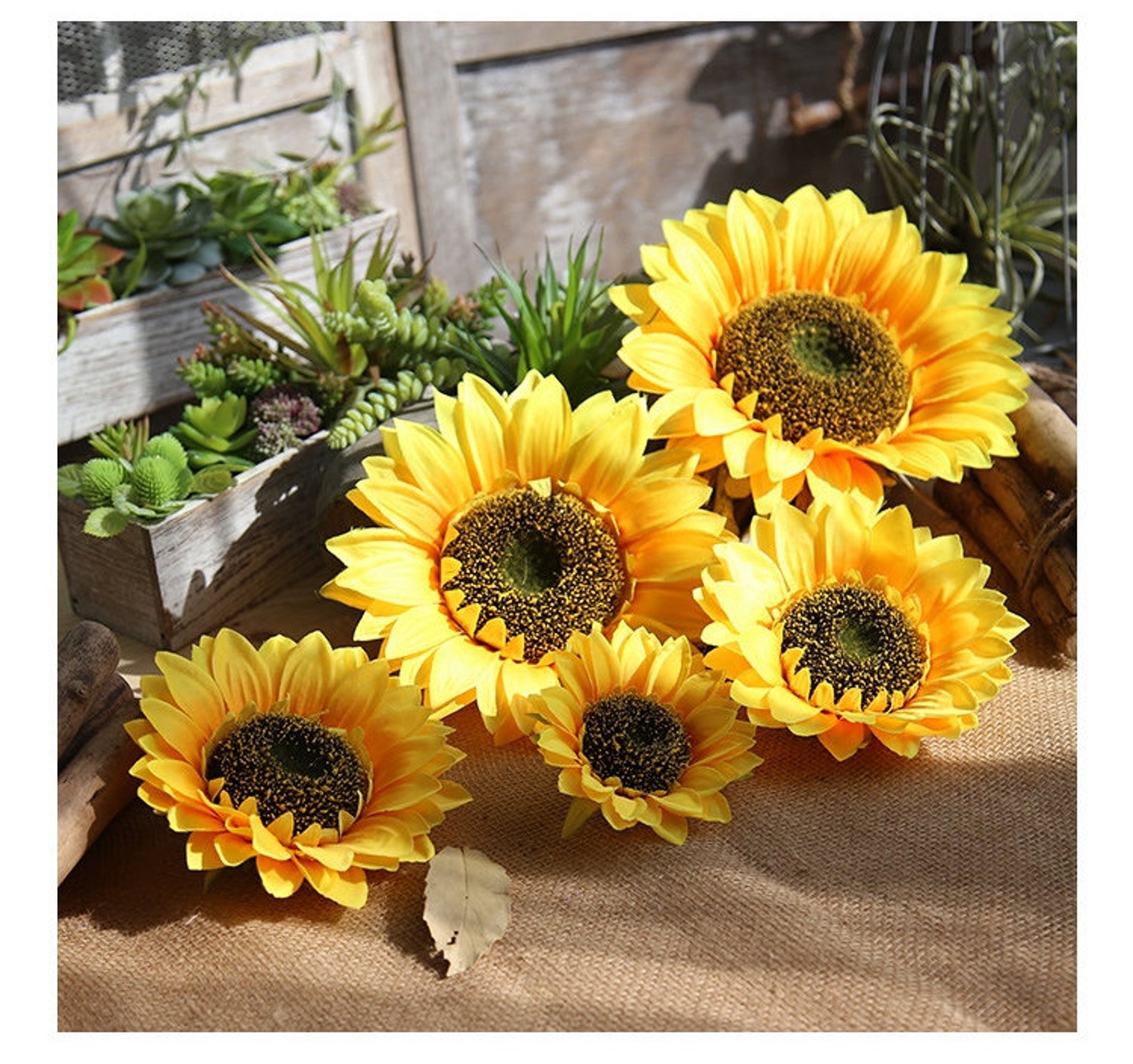 6 PCS Sunflowers Heads Artificial Sunflowers Artifical Silk Etsy