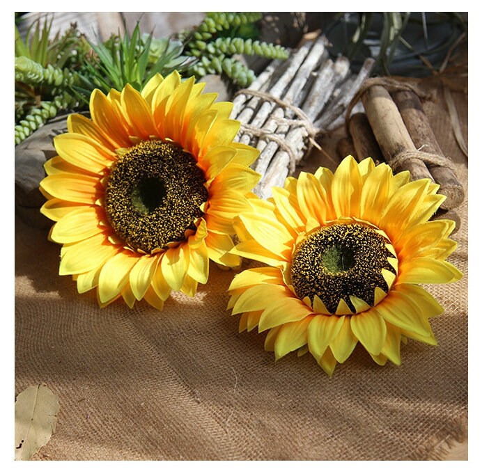 6 PCS Sunflowers Heads Artificial Sunflowers Artifical Silk Etsy