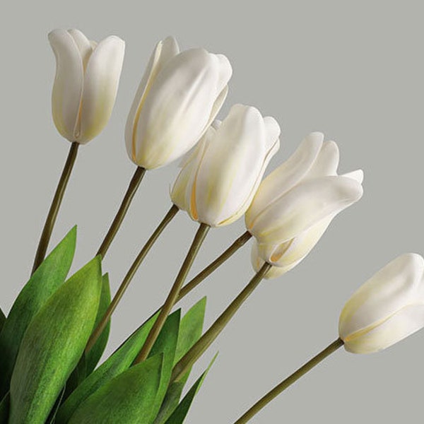 Belle artificielle Real Touch Tulip Flower Tiges Tulipes blanches fleurs maison / décoration de mariage tulipes artificielles fleurs blanches pour la fête