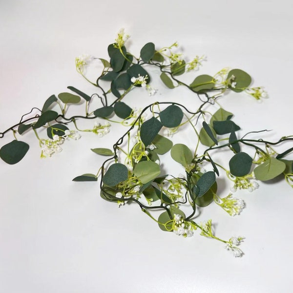 170cm (67 ") künstlicher Babyatem Eukalyptusgirlande Hochzeitsgirlande, Greenery Hochzeit Kulisse, Party Arrangement, grüne Girlande, Tischläufer