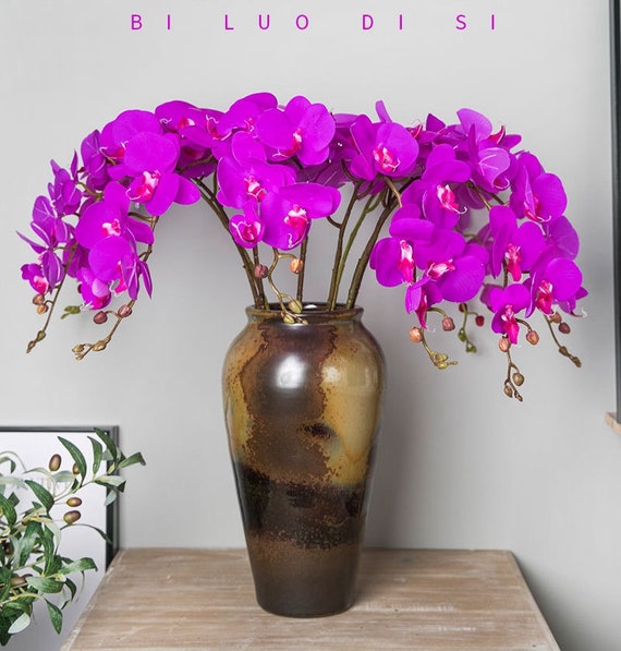 Réaliste orchidée unique 9 têtes soie orchidée fausses fleurs - Etsy France
