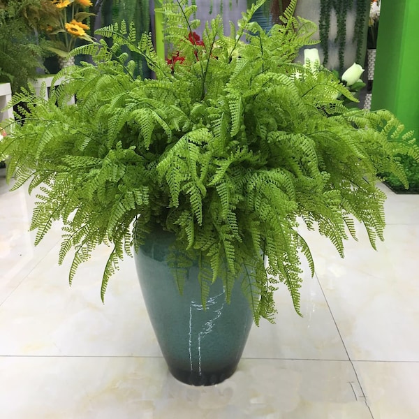 18.5“ length Artificial fern plant,Artificial Bush Indoor Outdoor Greenery,Artificial Succulents Plant Leaf wedding flower DIY Plants/HQ