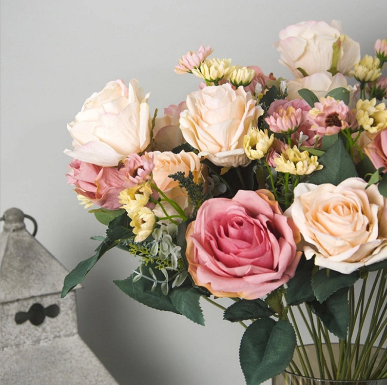 11 Head European Rose Artificial Flower Wholesale Plastic Etsy