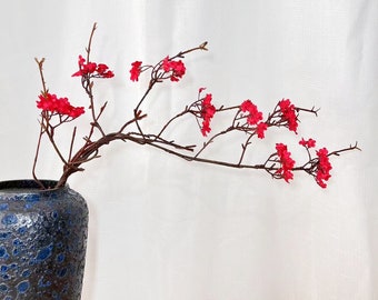 32 "Gypsophila flor de seda artificial flor de ciruelo centro de mesa flores artificiales ramas, flores de boda, flores de cerezo-rojo