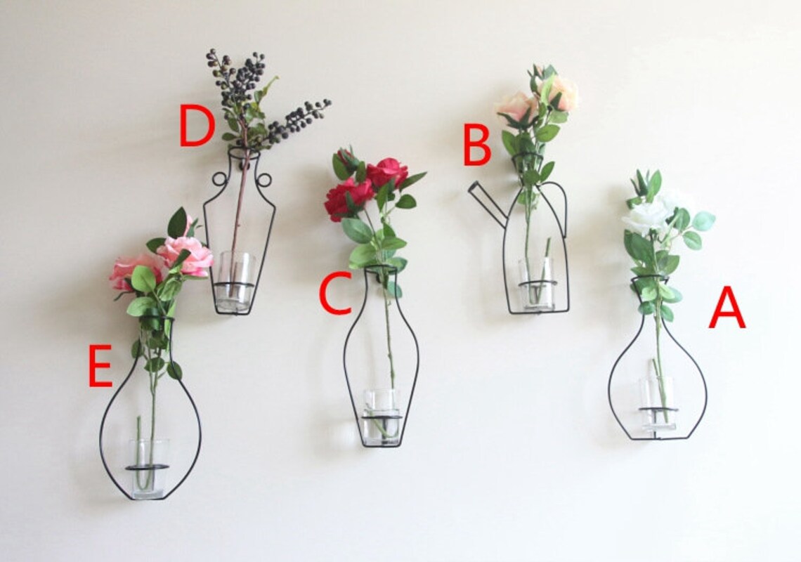 Decoration iron wire flower vase Modern black bent wire and Etsy