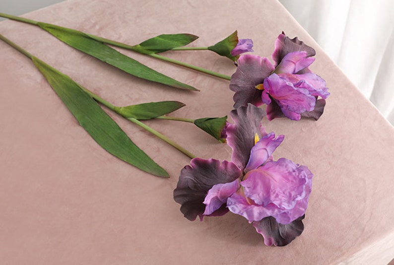 Big Real Touch Artificial Iris Flowers Blue Silk Iris Home Etsy