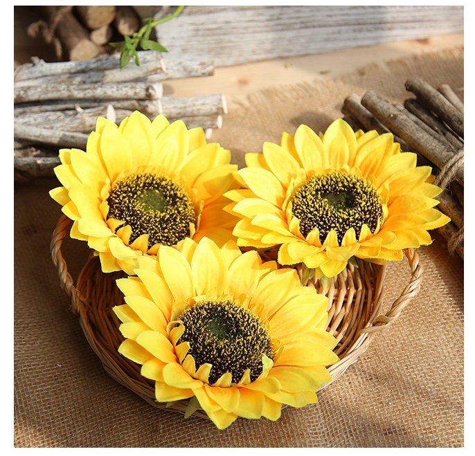 6 PCS Sunflowers Heads Artificial Sunflowers Artifical Silk Etsy