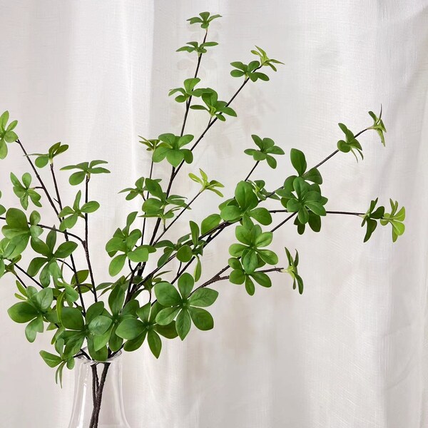 39" lange künstliche Tinea japonica-Blätter, Zweige, lange Stiele, Heimdekoration, hochwertige Enkianthus-Blätter, grüne Blätter, künstliche Pflanze