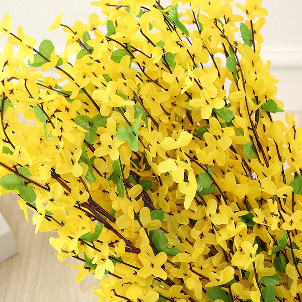 25" long Artificial forsythia bush flower yellow forsythia flower stem silk floral arrangement wedding flower home decor wedding decor