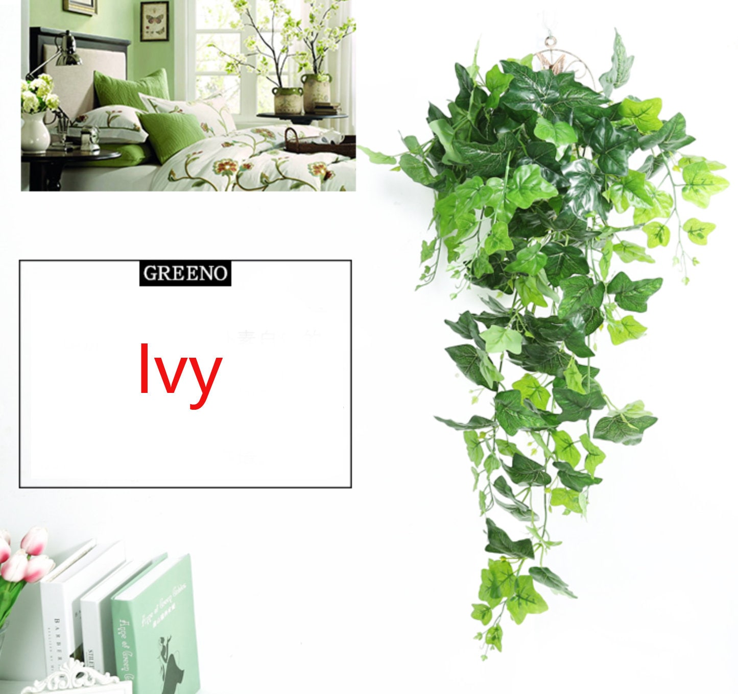 Sunjoy Tech Artificial Wall Hanging Plants, Artificial Ivy Osier Rattans  Fake Hanging Vine Plants Decor Plastic Bracketplant Greenery for Home Wall