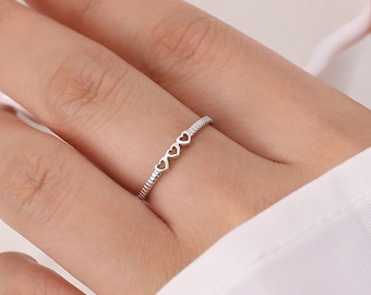 Anello a cuore caro, anello in argento sterling 925 semplice delicato minimalista elegante unico ogni giorno promessa amicizia purezza anello regalo per sua sorella