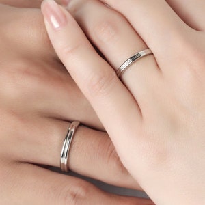 Simple Plain Couples Rings, 925 Sterling Silver Size Adjustable Minimalist Matching Promise Wedding Rings Bands Men & Women Gift for Her Him