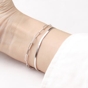 Paperclip Chain Bracelet, 925 Sterling Silver Simple Minimalist Dainty Rose Gold & Gold Stacking Bracelet Perfect for Everyday Wear for Her image 2