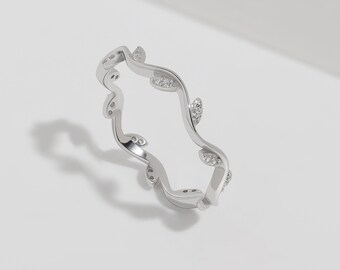 Kleine Diamanten Blatt Ring, Zierliche Minimalist Zarte Reben Krone Kranz Sterling Silber Ring, Elegante Alltag Dünn Freundschaft Reinheit Ring