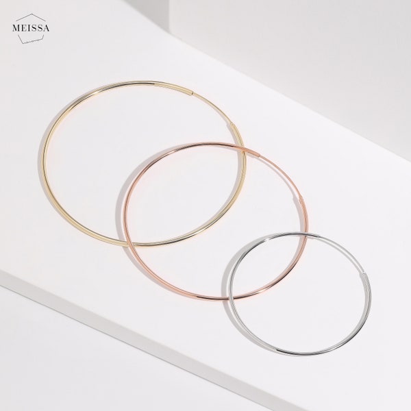 Thin Hoop Earrings, Minimalist Simple Dainty Silver/Gold/Rose Gold Large Medium Small Endless Hoops Comfortable Everyday 40/54/60mm Diameter