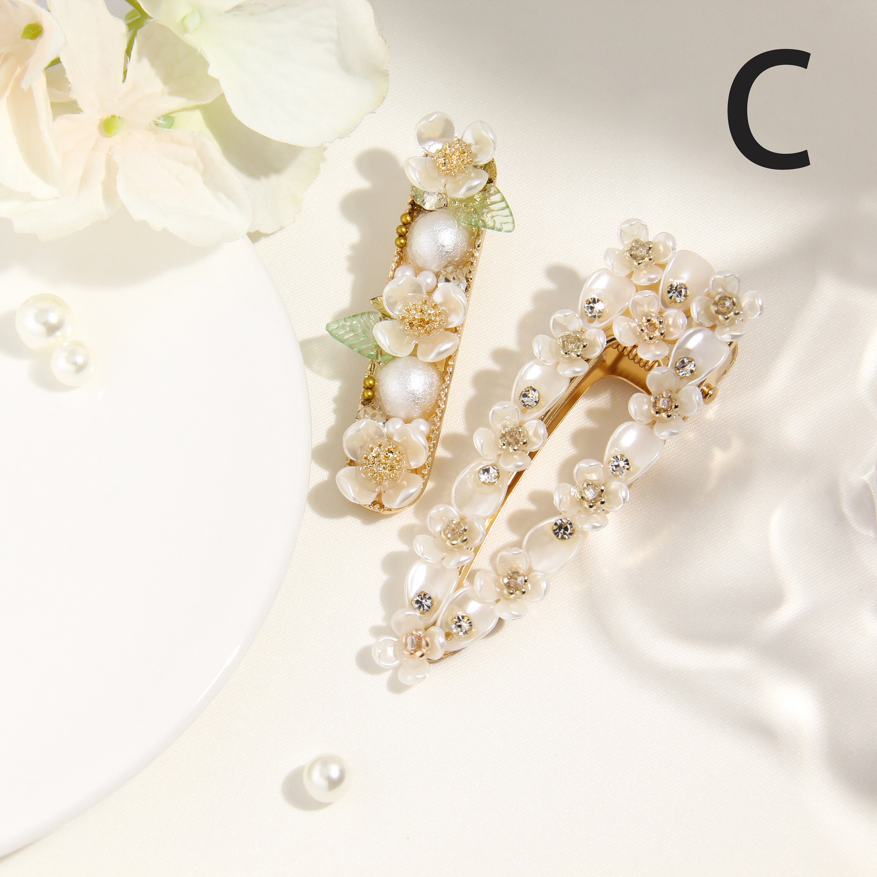 Flower Hair Barrettes Set Floral Hair Clip Wedding Hair Etsy Hong Kong