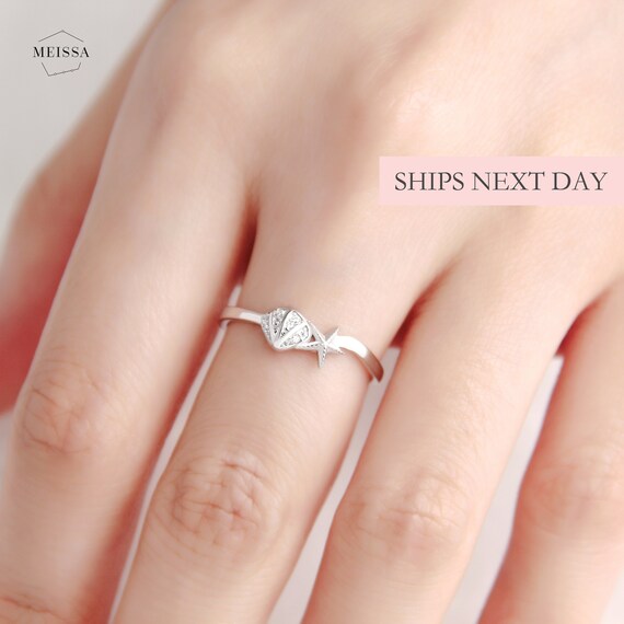 Seashell Starfish Ring 925 Sterling 