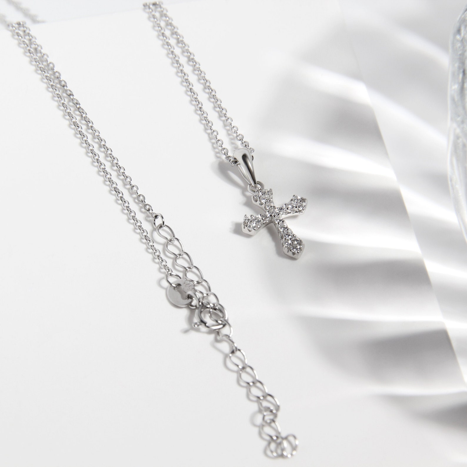 Dainty Holy Cross Pendant Necklace S925 Sterling Silver Etsy