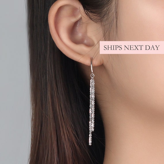 Solid 925 sterling silver Simple  drop earring Jewelry Dangle earrings