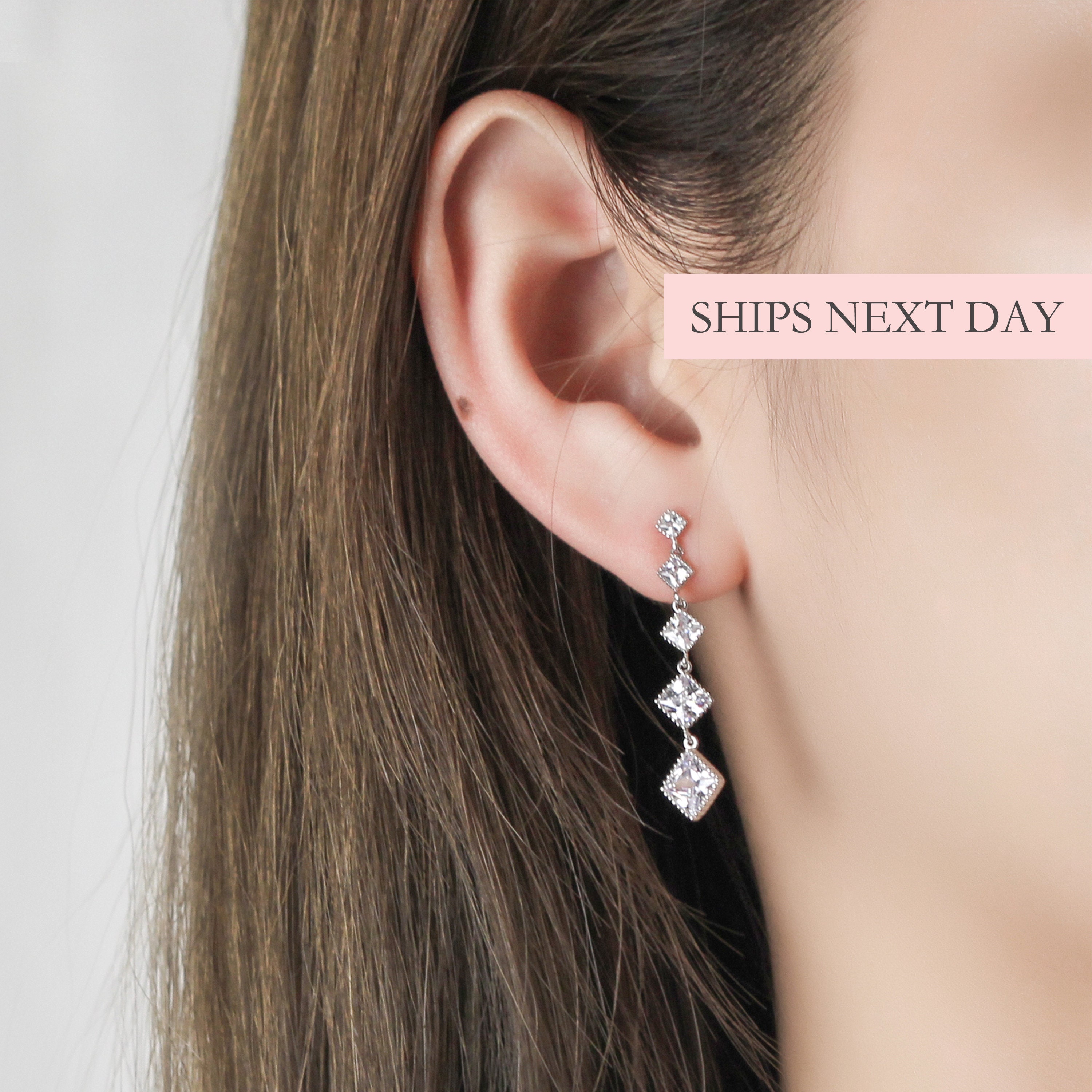 Details about   Handmade Sterling Silver .925 Spotted Designed Diamond Shape Dangle Earrings. 