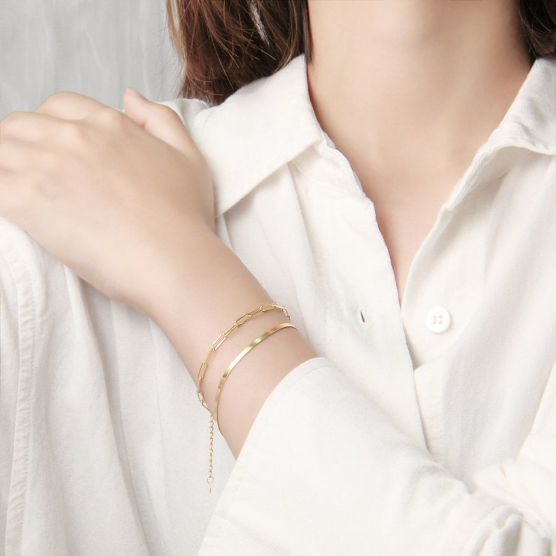 Paperclip Chain Bracelet, 925 Sterling Silver Simple Minimalist Dainty Rose Gold & Gold Stacking Bracelet Perfect for Everyday Wear for Her image 4