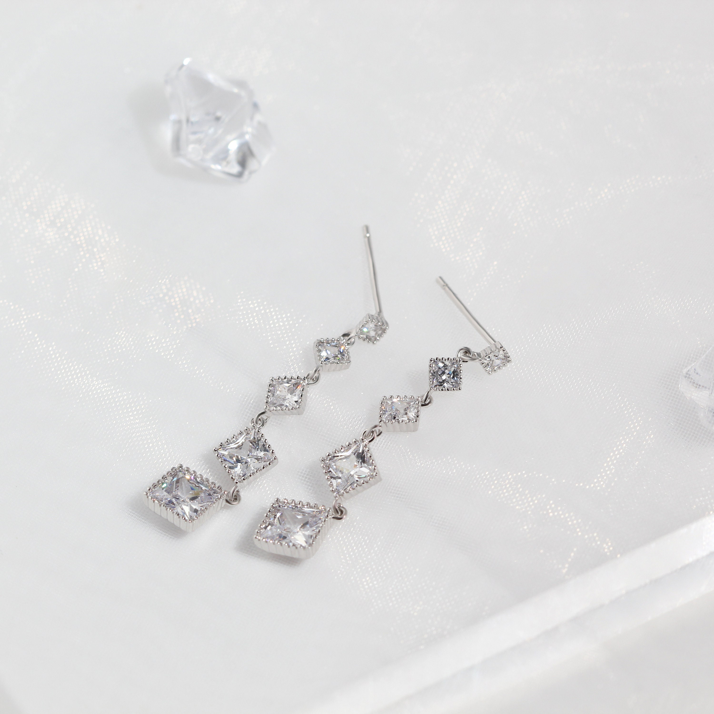 Simple Elegant Diamond Dangle Drop Earrings 925 Sterling - Etsy