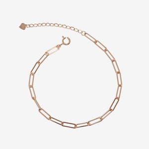 Paperclip Chain Bracelet, 925 Sterling Silver Simple Minimalist Dainty Rose Gold & Gold Stacking Bracelet Perfect for Everyday Wear for Her image 9