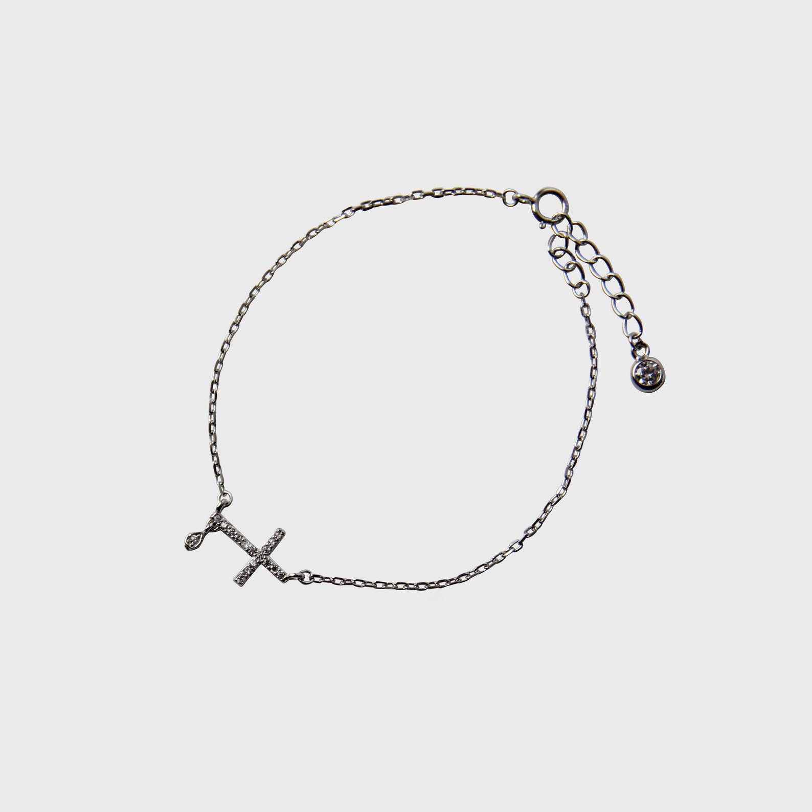 Sideways Cross Bracelet 925 Sterling Silver Dainty Etsy