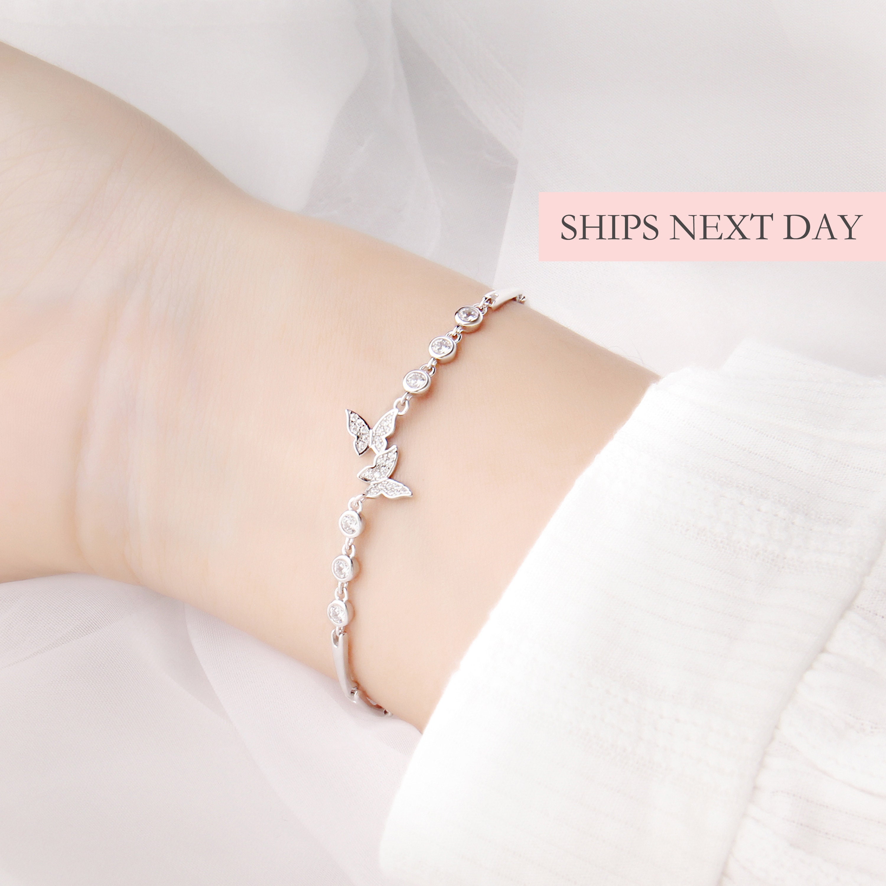 Dainty sale butterfly bracelet