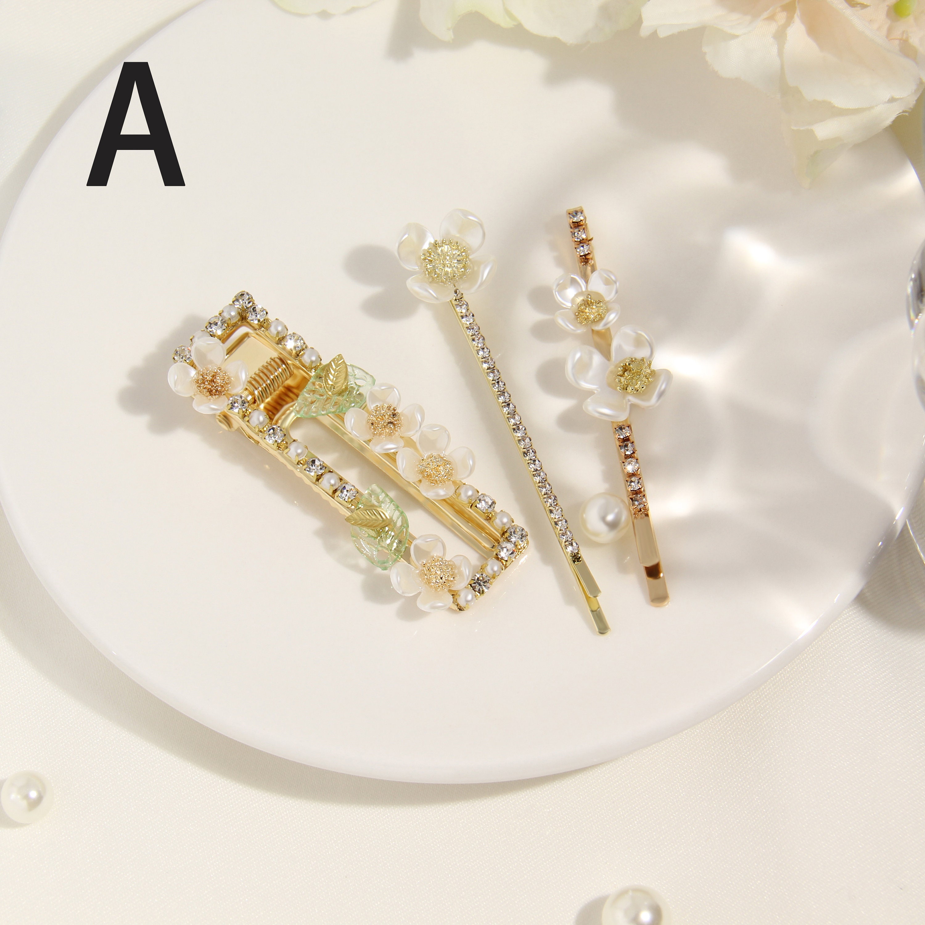 Flower Hair Barrettes Set Floral Hair Clip Wedding Hair Etsy Hong Kong