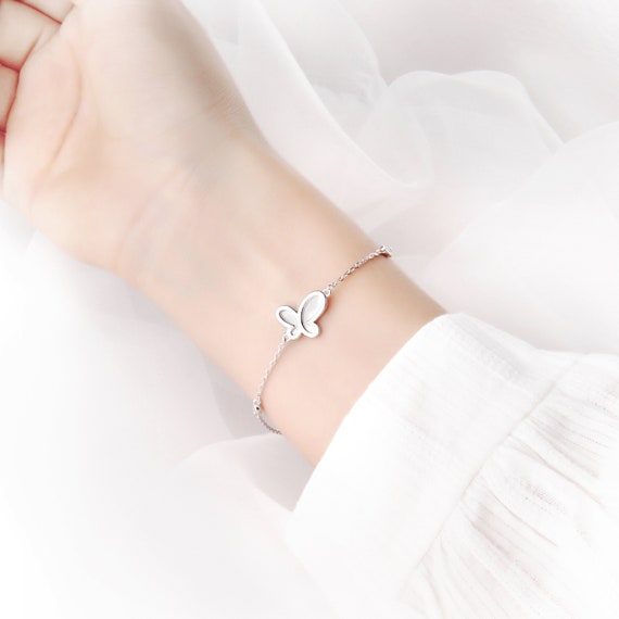 Dainty Crystal Butterfly Bracelet (Silver)