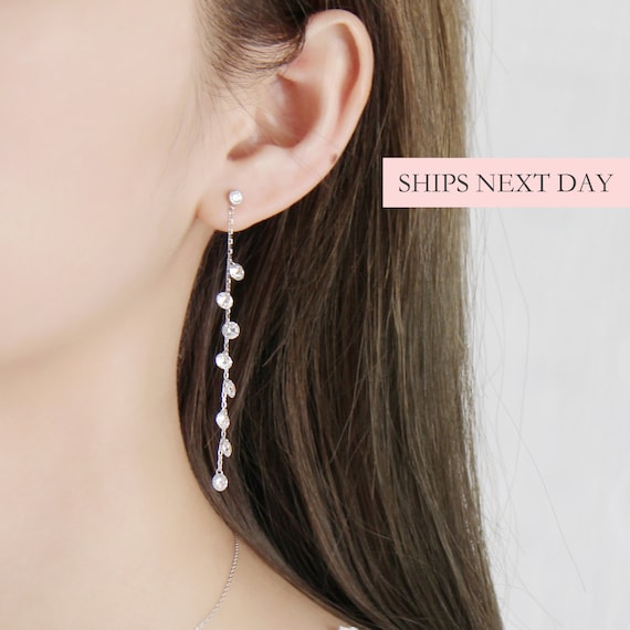 Elegant silver drop earrings deals