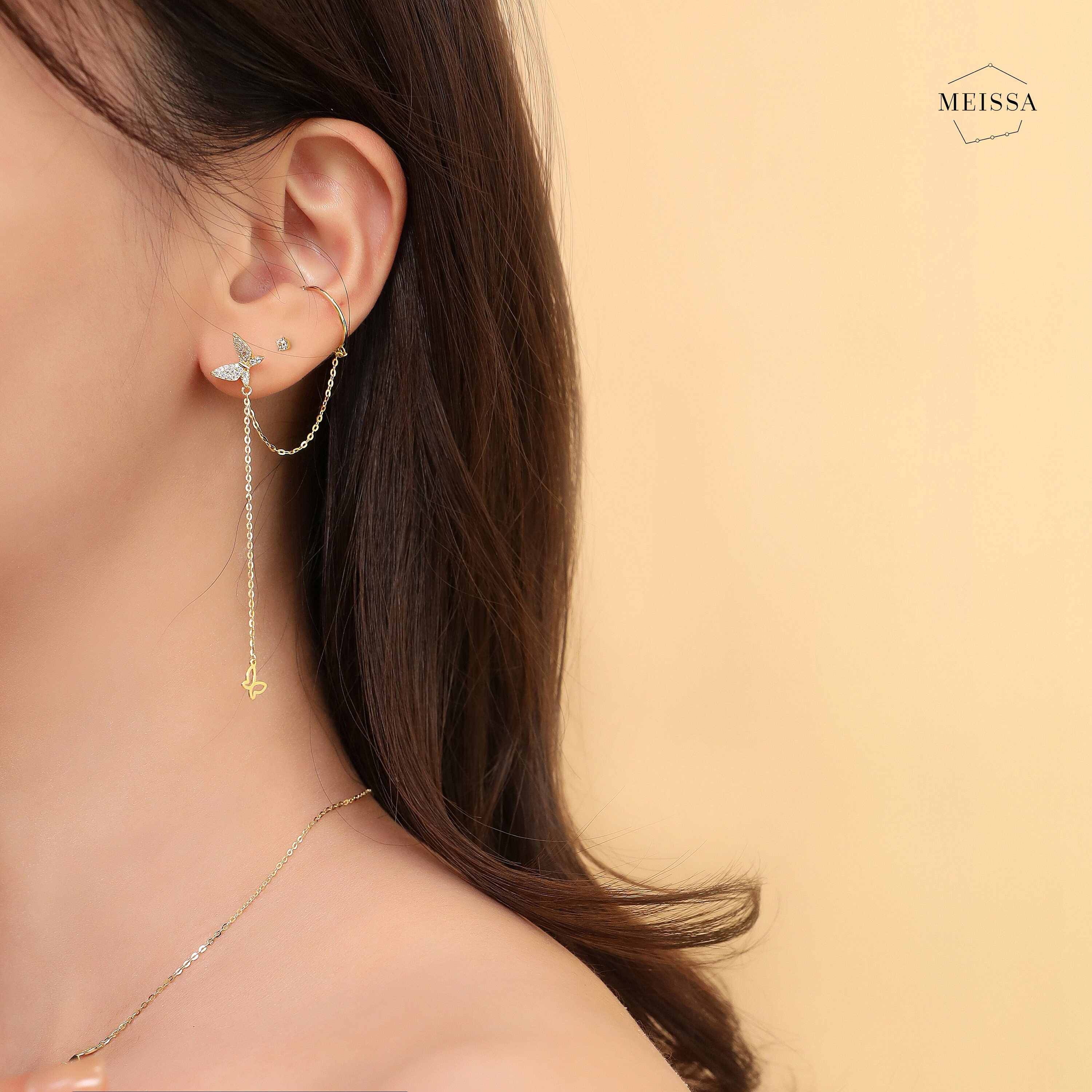 EAR CUFF CHAIN EARRINGS - GOLD – FALA Jewelry