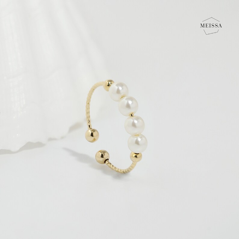 Anxiety Fidget Ring 925 Sterling Silver Spinning Mother of Etsy