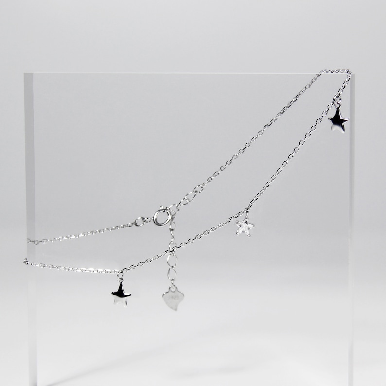 Thin Leg Bracelet Star Celestial Charm Anklet Bracelet S925 Sterling Silver CZ Stone Dainty Feet Chain Fashion Ankle Chain for Women Her