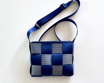 Small handbag made of webbing Mobile phone bag Crossbody blue silver grey