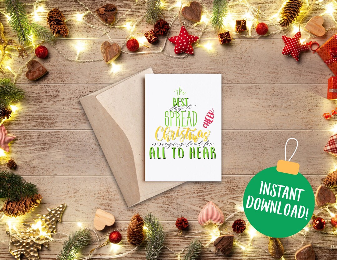 Printable Elf Quote Holiday Card Instant Download Etsy