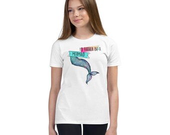 Jugend Meerjungfrau Shirt, Meerjungfrau Top, Meerjungfrau Tshirt, Meerjungfrau T Shirt, Strand Thema Geschenk, Meerjungfrau Outfit, Meerjungfrau Geburtstag Shirt, ich würde lieber A