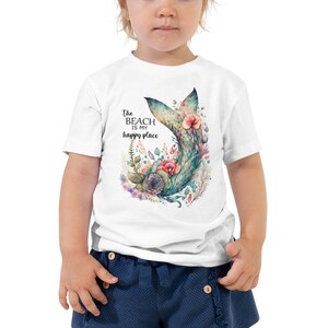 Chemise heureuse de plage de sirène d'enfants, T-shirt de fête de sirène, T-shirt d'anniversaire de sirène, chemises d'amant de sirène, tee-shirt de sirène d'enfants, tee-shirt drôle de sirène