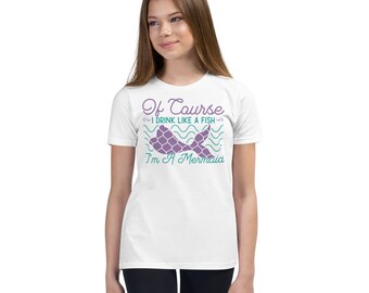 Youth Mermaid Drink Like a Mermaid Shirt, Mermaid T Shirt, Mermaid Birthday T Shirt, Mermaid Lover Shirts, Youth Mermaid Tee, Mermaid Tee