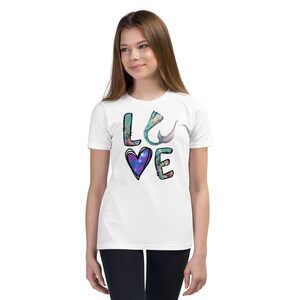 Jugend Meerjungfrau Shirt, Meerjungfrau Top, Meerjungfrau Tshirt, Meerjungfrau T Shirt, Strand Thema Geschenk, Meerjungfrau Outfit, Meerjungfrau Geburtstag Shirt, LOVE