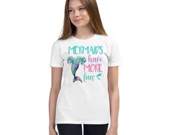 Youth Mermaid Shirt, Mermaid Top, Mermaid Tshirt, Mermaid T Shirt, Beach Theme Gift, Mermaid Outfit, Mermaid Birthday Shirt, Have More Fun