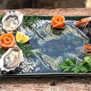Ceramic Whale Platter Lobster, Pasta, Salad, Fruit Serving - Handmade Rustic Stoneware Pottery